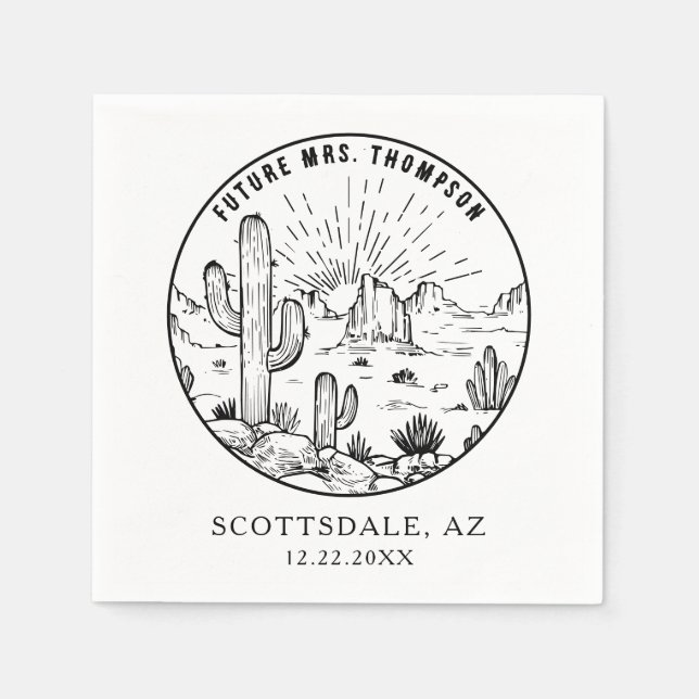 Personalized Monogram Desert Bridal Shower Wedding Napkins (Front)