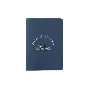 Personalized Monogram Design Custom Name Navy Passport Holder