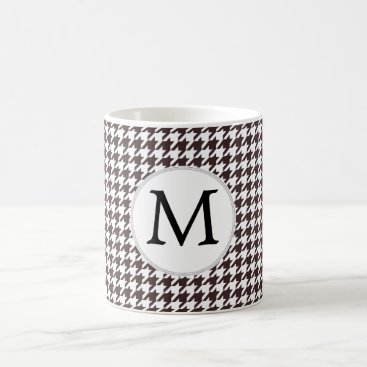 Personalized Monogram Ebony Houndstooth Pattern Coffee Mug
