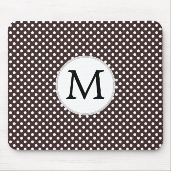 Personalized Monogram Ebony Polka Dots Pattern Mouse Pad by MonogramBoutique at Zazzle