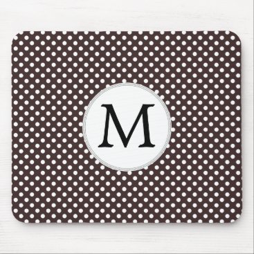 Personalized Monogram Ebony Polka dots Pattern Mouse Pad