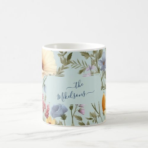 Personalized Monogram Elegant Boho Wildflower  Coffee Mug