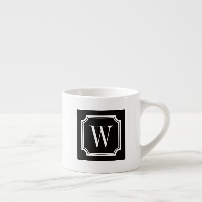 Personalized monogram elegant border espresso cup (Right)