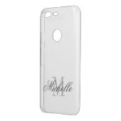 Personalized monogram elegant clear uncommon google pixel case (Back/Left)