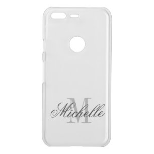 Personalized monogram elegant clear uncommon google pixel case
