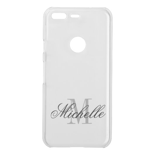 Personalized monogram elegant clear uncommon google pixel case (Back)