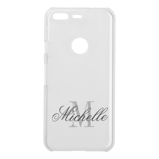 Personalized monogram elegant clear uncommon google pixel case (Back)