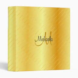 Personalized Monogram Elegant Faux Gold Template 3 Ring Binder