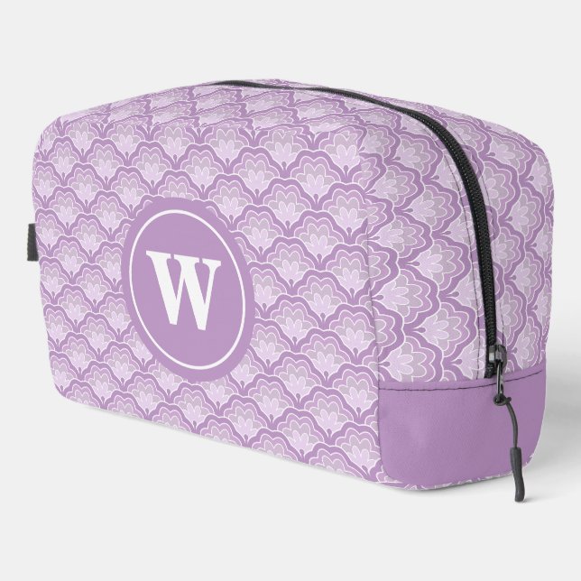 Personalized Monogram Elegant Flowers in Purple Dopp Kit (Right Corner)