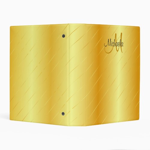 Personalized Monogram Elegant Gold Look Template Mini Binder