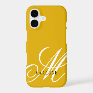 Personalized monogram elegant mustard yellow iPhone 17 case