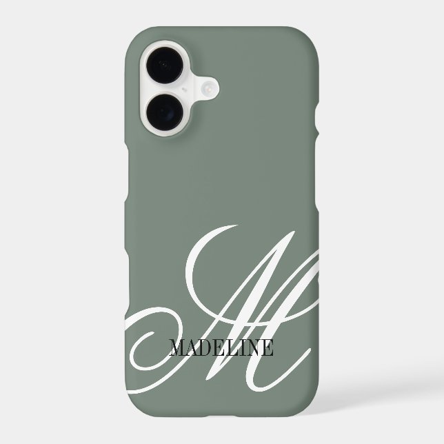 Personalized monogram elegant sage green Case-Mate iPhone case (Back)