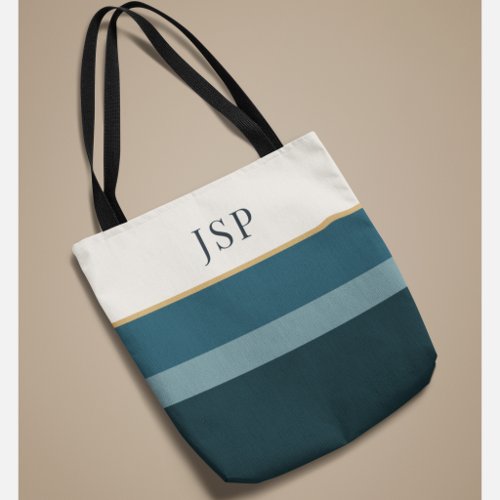 Personalized Monogram | Elegant Striped Design Tote Bag