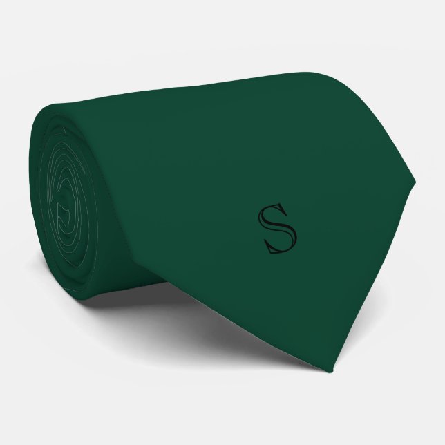 Personalized Monogram Emerald Green Black  Neck Tie (Rolled)