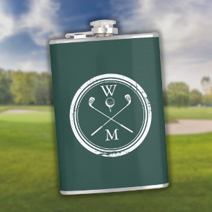 Personalized Monogram Emerald Green Golf  Flask
