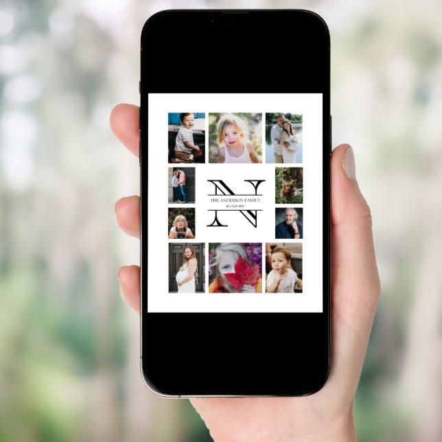 Personalized Monogram Family 10 Photo Collage Poster (Front Digital)