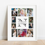 Personalized Monogram Family 10 Photo Collage Poster<br><div class="desc">Modern and elegant design printed Personalized Monogram Family 10 Photo Collage Poster that can be customized with your text. Check out the Graphic Art Design store for other products that match this design!</div>