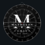Personalized Monogram family Black white Modern Dart Board<br><div class="desc">Elevate your game nights and gatherings with this Black & White Minimalist Custom Monogram dart board, designed for both style and function. Featuring a sleek, modern black-and-white color scheme and your personalized family name, monogram and established year, this table makes a statement while keeping the look clean and sophisticated. Great...</div>