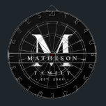 Personalized Monogram family Black white Modern Dart Board<br><div class="desc">Elevate your game nights and gatherings with this Black & White Minimalist Custom Monogram dart board, designed for both style and function. Featuring a sleek, modern black-and-white color scheme and your personalized family name, monogram and established year, this table makes a statement while keeping the look clean and sophisticated. Great...</div>