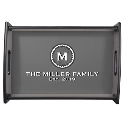 Personalized Monogram Family Name  Establish Date Serving Tray