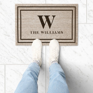 Personalized Monogram Family Name & Initial Fiber Doormat
