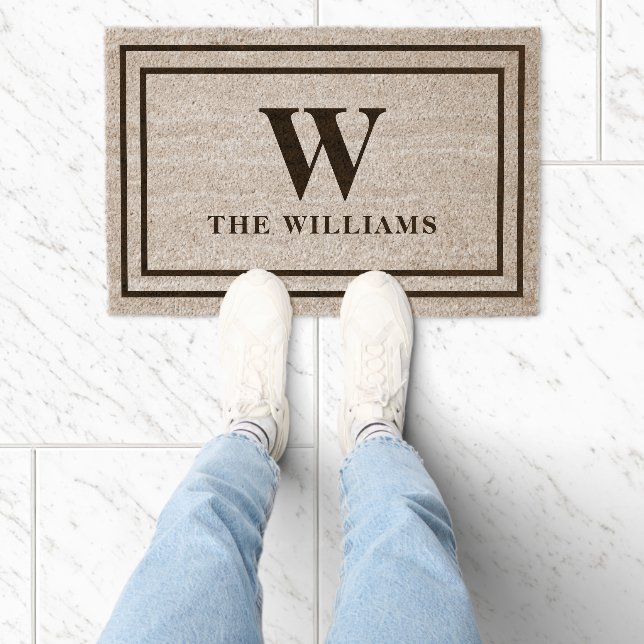 Personalized Monogram Family Name & Initial Fiber Doormat (Insitu)