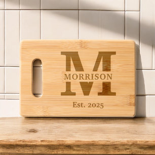Personalized Monogram Family Name Modern Engraved Cutting Board