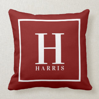Personalized Monogram Farmhouse Christmas Plaid Throw Pillow