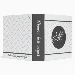 Personalized Monogram Farmhouse Tile Design Recipe 3 Ring Binder