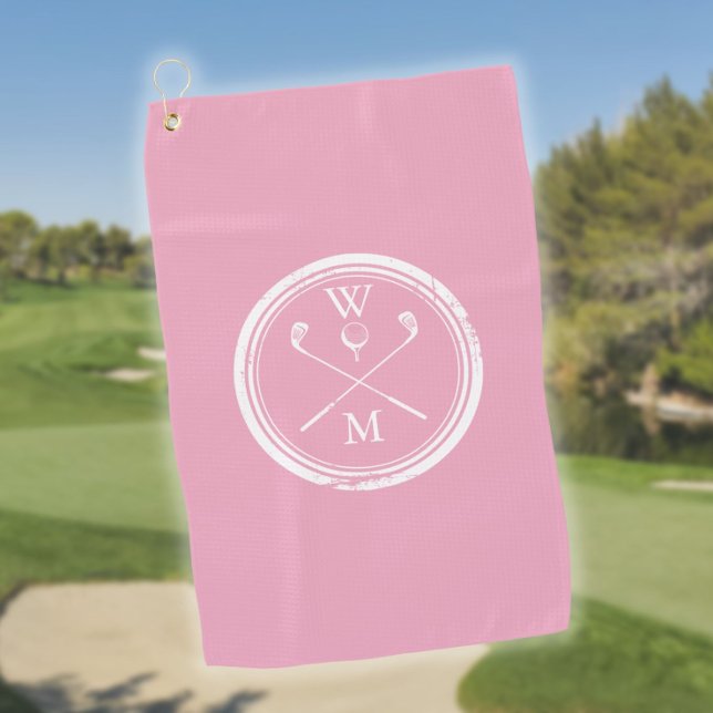 Personalized Monogram Feminine Pink Golf Towel (Personalized Monogram Feminine Pink Golf Towel)