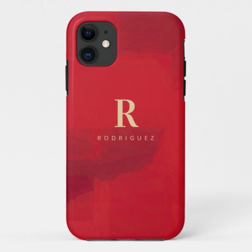 Personalized  Monogram Flame Scarlet Abstract iPhone 11 Case
