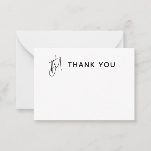 Personalized Monogram Flat Thank You Note Card
