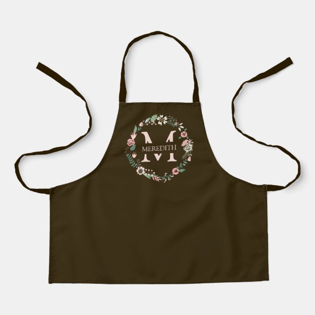 Personalized Monogram Floral Apron (Front)