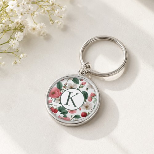 Personalized Monogram Floral Berry Keychain