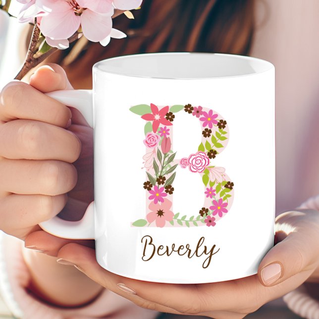 Personalized Monogram Floral Letter B Coffee Mug (Personalized Monogram Floral Letter B Coffee Mug)