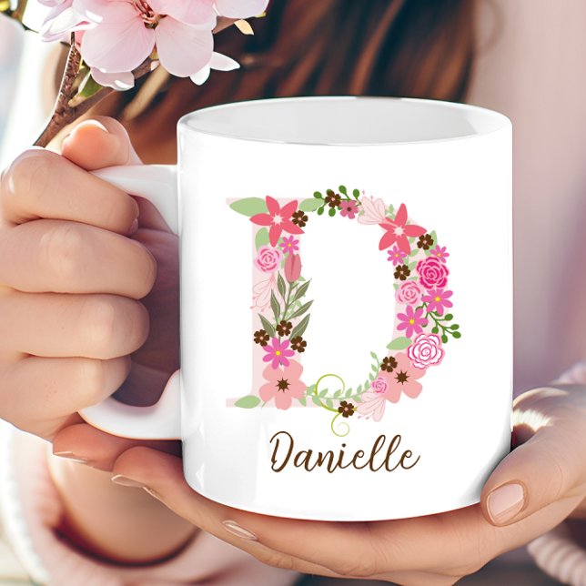 Personalized Monogram Floral Letter D Coffee Mug (Personalized Monogram Floral Letter D Coffee Mug)