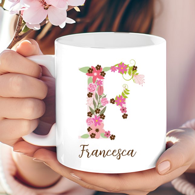 Personalized Monogram Floral Letter F Coffee Mug (Personalized Monogram Floral Letter F Coffee Mug)