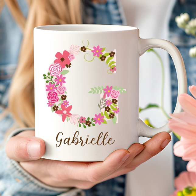 Personalized Monogram Floral Letter G Coffee Mug (Personalized Monogram Floral Letter G Coffee Mug)