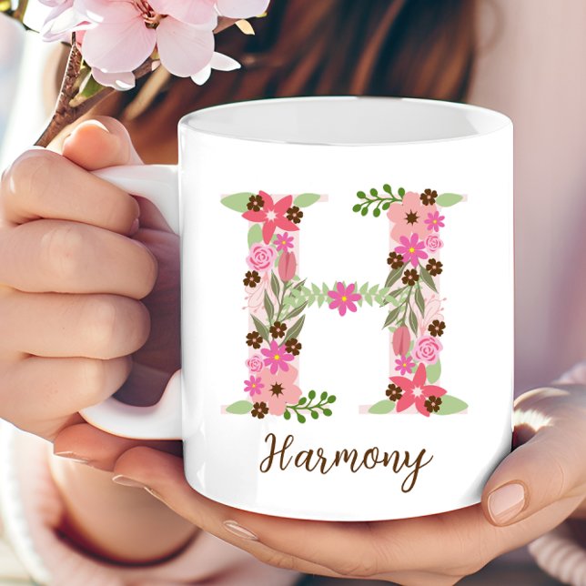 Personalized Monogram Floral Letter H Coffee Mug (Personalized Monogram Floral Letter H Coffee Mug)