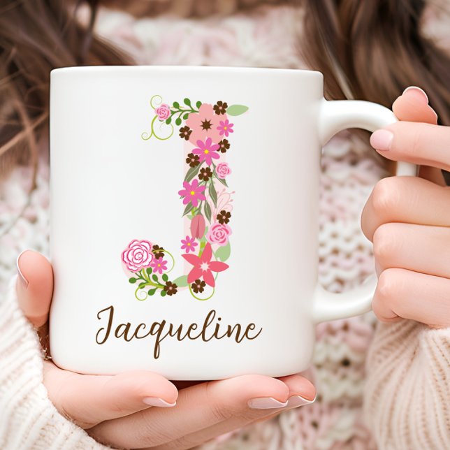 Personalized Monogram Floral Letter J Coffee Mug (Personalized Monogram Floral Letter J Coffee Mug)