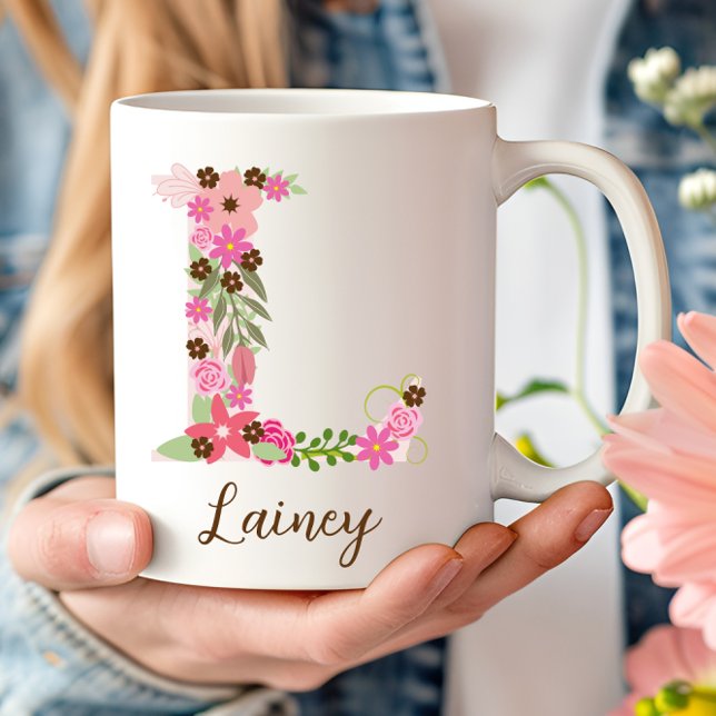 Personalized Monogram Floral Letter L Coffee Mug (Personalized Monogram Floral Letter L Coffee Mug)