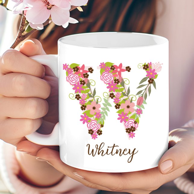 Personalized Monogram Floral Letter W Coffee Mug (Personalized Monogram Floral Letter W Coffee Mug)
