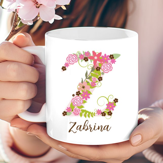 Personalized Monogram Floral Letter Z Coffee Mug (Personalized Monogram Floral Letter Z Coffee Mug)