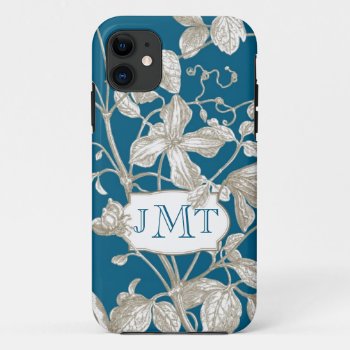 Personalized Monogram  Flowering Vine Botanical Iphone 11 Case by JoyMerrymanStore at Zazzle
