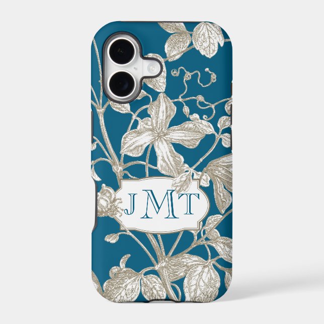 Personalized Monogram, Flowering Vine Botanical Iphone Case (Back)