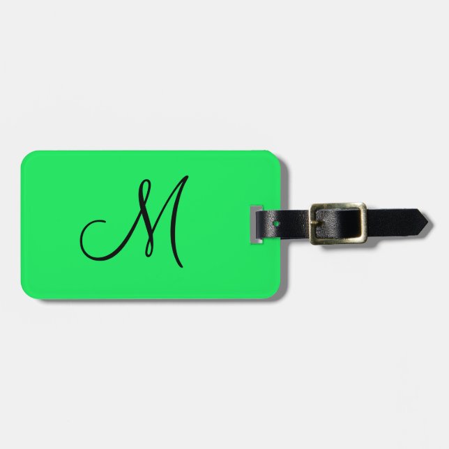 Personalized Monogram Fluorescent Yellow Luggage Tag (Front Horizontal)