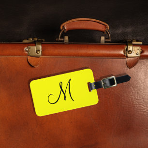 Personalized Monogram Fluorescent Yellow Luggage Tag