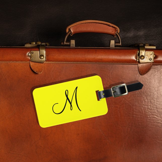 Personalized Monogram Fluorescent Yellow Luggage Tag (Creator Uploaded)