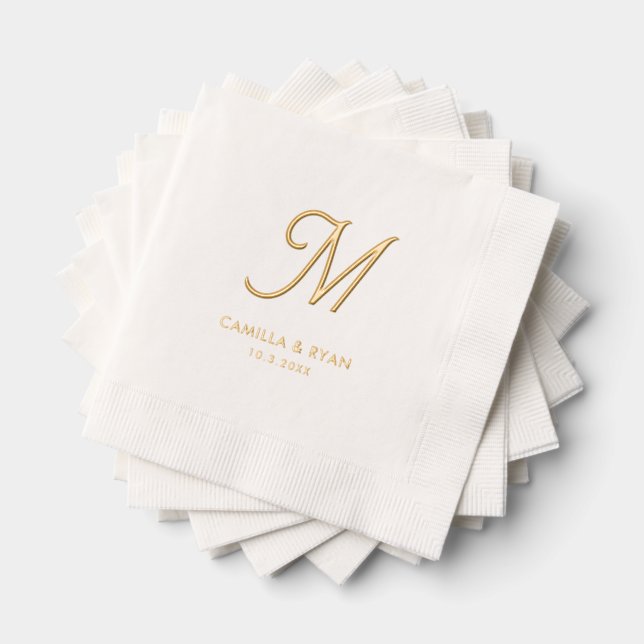 Personalized Monogram Foil Stamped Wedding Napkins (Insitu (Stacked))