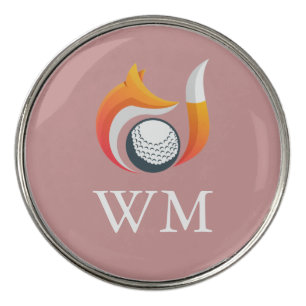 Personalized Monogram Fox And Ball Dusty Rose Pink Golf Ball Marker